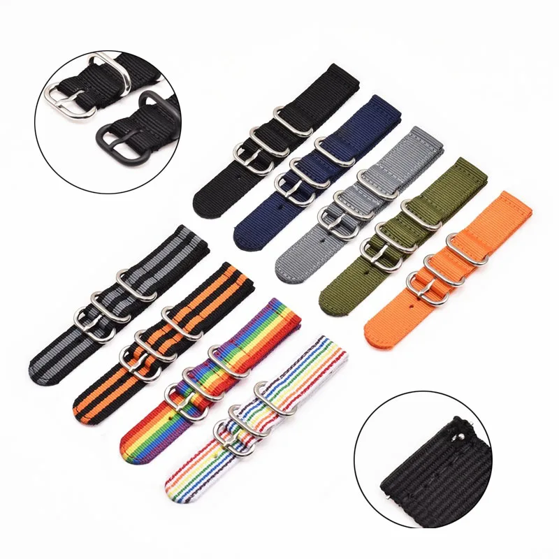Woven Nylon Watch Sport Strap Band for Samsung Galaxy Gear S3 S2 Amazfit Huawei GT2 Nato Canvas Bracelet Band 20mm 22mm 24mm
