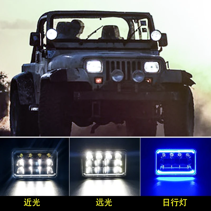 

IP67 4x6 LED Headlight Car light Blue Halo Turn Signal Sealed High/low Beam Replacement For Peterbilt Kenworth Freightinger