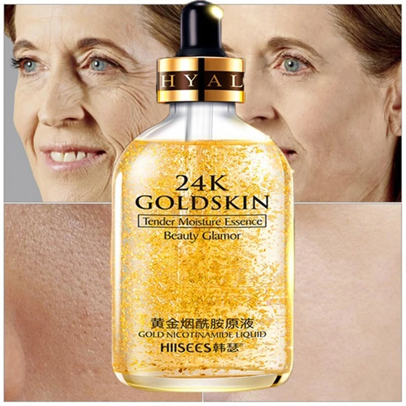 Основа под макияж 24K Золотая эссенция контроль масла Жидкость против морщин