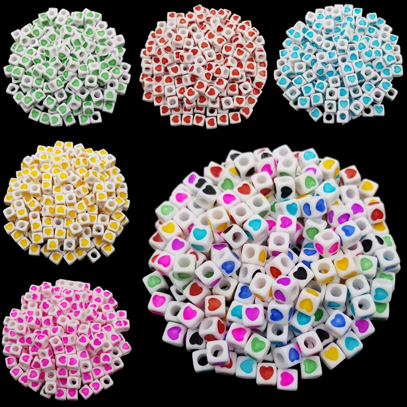 50 шт./лот бусины в форме сердца 7 мм акриловые для самостоятельного изготовления