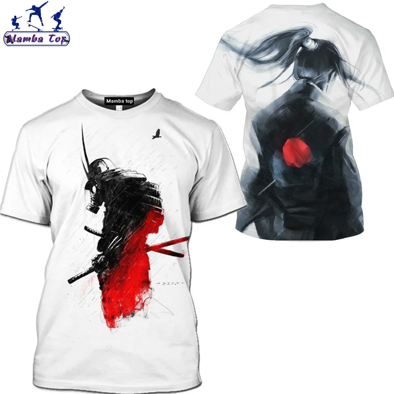 Топ Mamba футболка с японским Самураем мужские футболки 3D-принтом манга череп маска