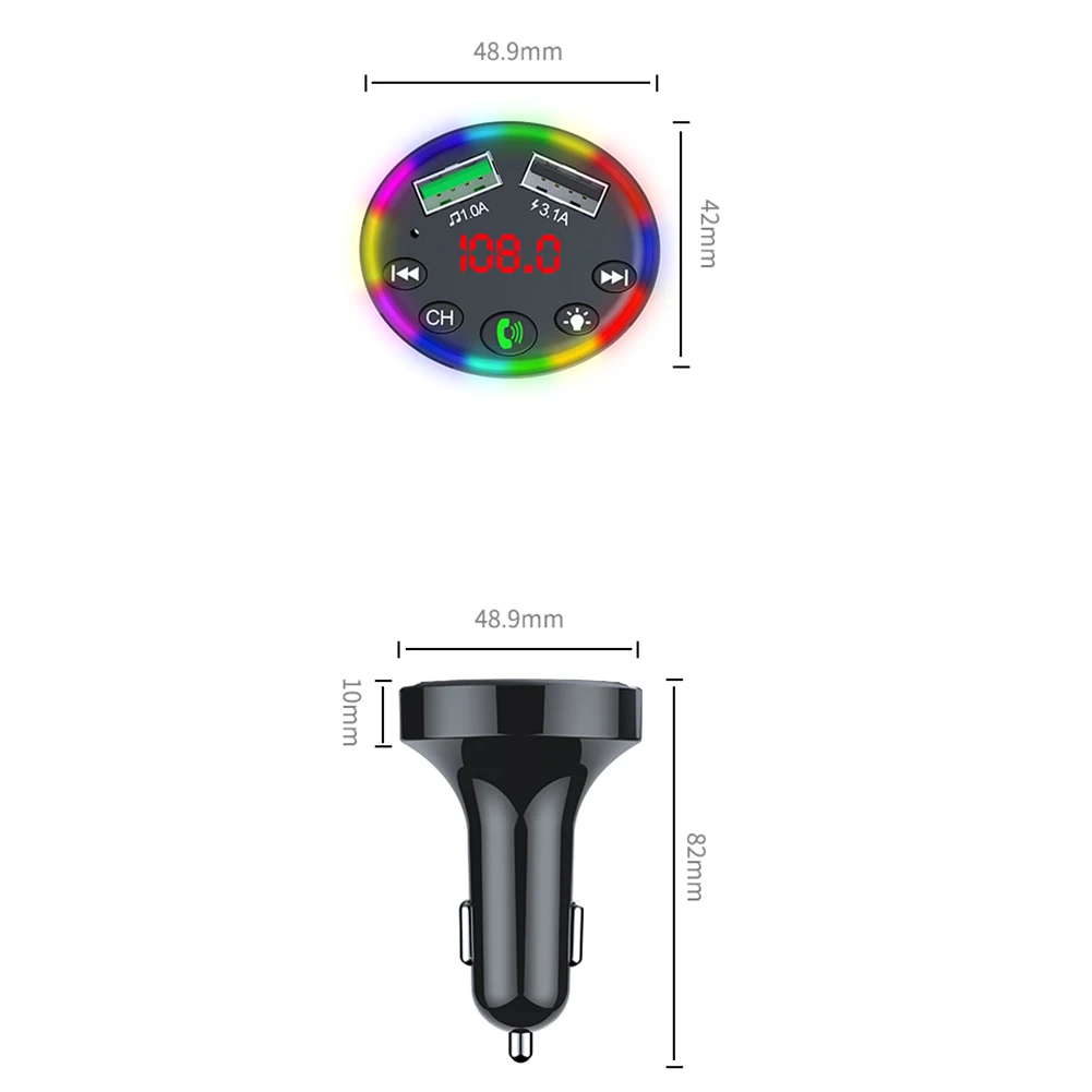 

VODOOL F9 In-Car Bluetooth 5.0 FM Transmitter Backlit Hands Free Call MP3 Player USB Charger Wireless Radio Adapter Car Kit New