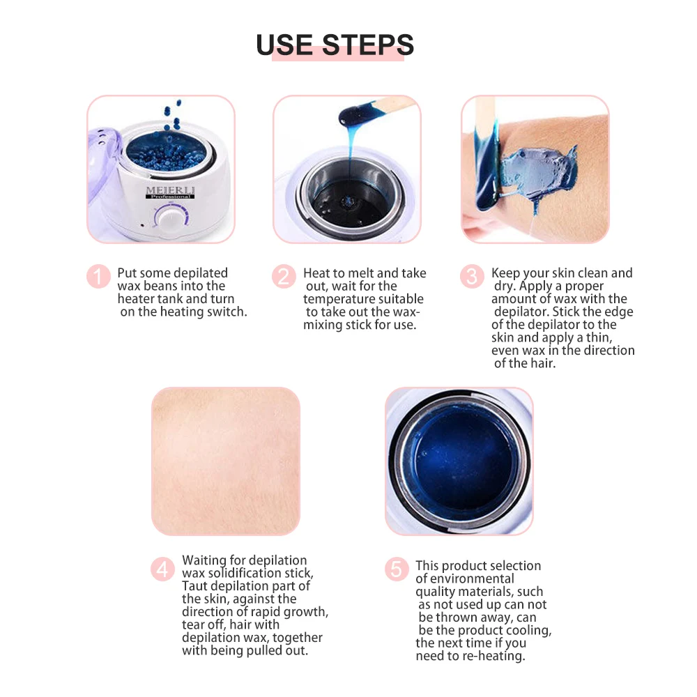 

MEIERLI Wax Warmer Heater Machine Hair Removal Pot Depilatory Wax For Facial Bikini Armpit Hand Feet Waxing Kit Wax Warmer