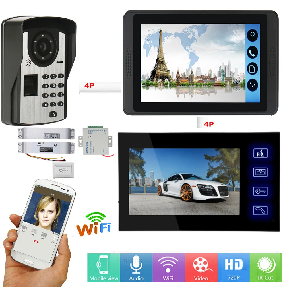 Видеодомофон с управлением через приложение беспроводной видеодомофон 7 дюймов