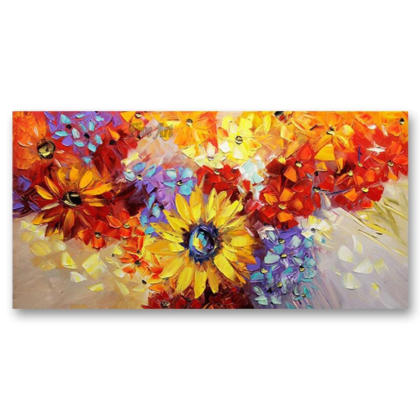 

Подсолнухи, ручная роспись маслом, холст, Настенная картина маслом, искусство, украшение для дома, настенные картины без рамки