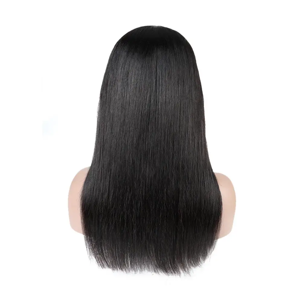 Bliss Short Wigs with Bangs 100% Human Hair Straight Brazilian Remy Natural Color for Women | Шиньоны и парики