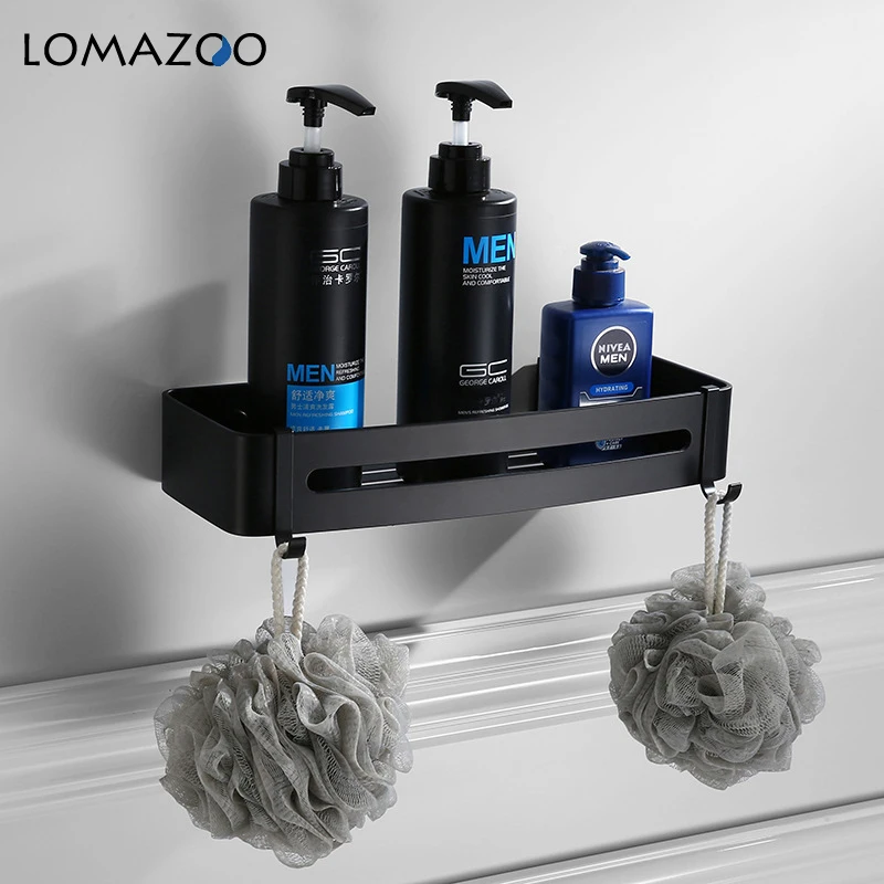 

Aluminum Bathroom Shelf Shower Shampoo Soap Cosmetic Shelves Black Golden Color Bathroom Accessories Rack Holder