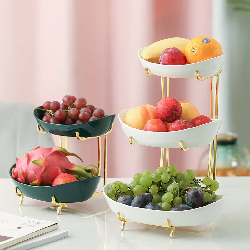

Керамическая тарелка для фруктов в скандинавском стиле для гостиной, многослойное блюдо для фруктов, корзина для закусок, бытовая чаша для ...