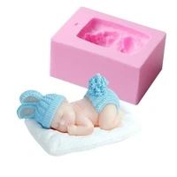 diy baby sleeping making candy fondant silicone mold party cake decoration tools 3d craft art mould clay soap candle moulds