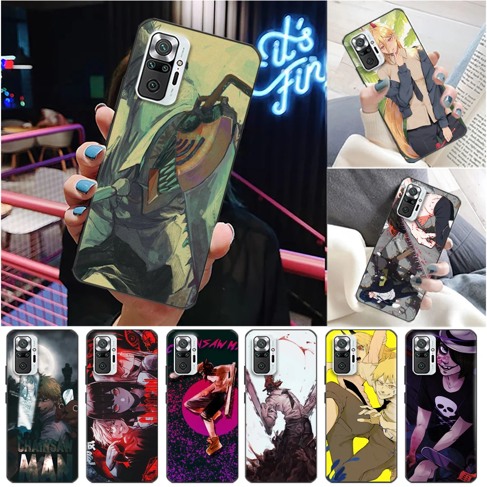 

Chainsaw Man Anime Phone Case For Xiaomi Redmi 10X 5G Pro Note 10 10T 10S Cartoon Anime Chainsaw Man Funda Coque Cases Soft TPU