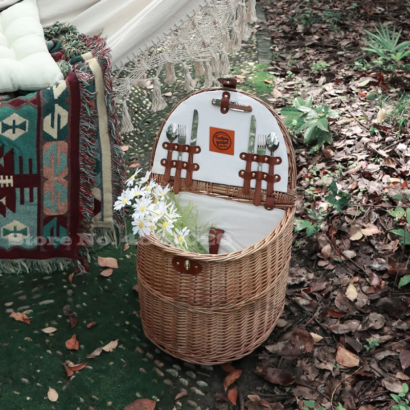 Тележка-корзина для пикника тележка из ротанга Многофункциональная Корзина на