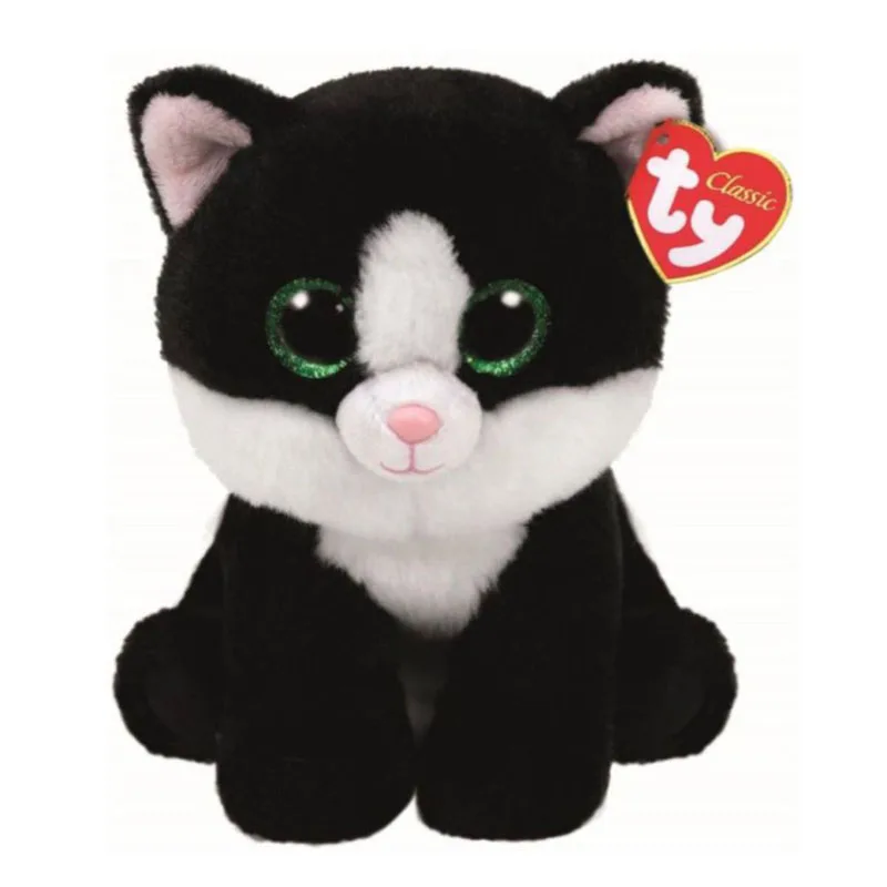 

15cm Ty Beanie Stuffed Plush Animals Ava cat Doll Black and White cat Big Eye Soft Toys Girl Birthday Gift