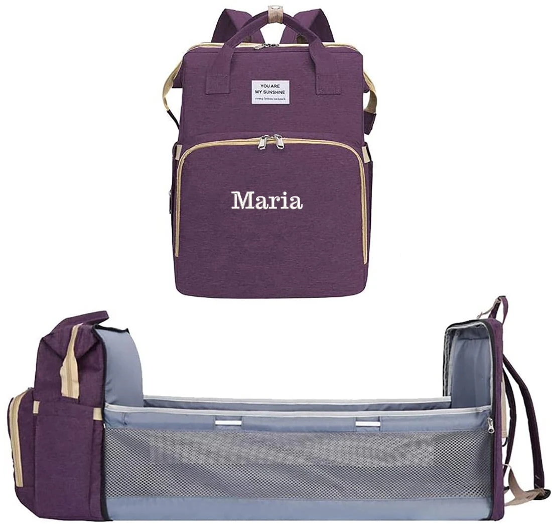 

Сумка для подгузников с индивидуальной вышивкой, рюкзак, люлька, съемная складная детская кровать для малышей, 3 в 1 сумка для подгузников с матрасом