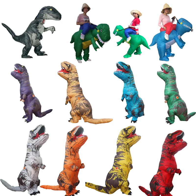 Косплей фантазия талисман t rex Велоцираптор костюм для взрослых мужчин Хэллоуин надувной Раптор динозавр T REX костюм для детей и женщин
