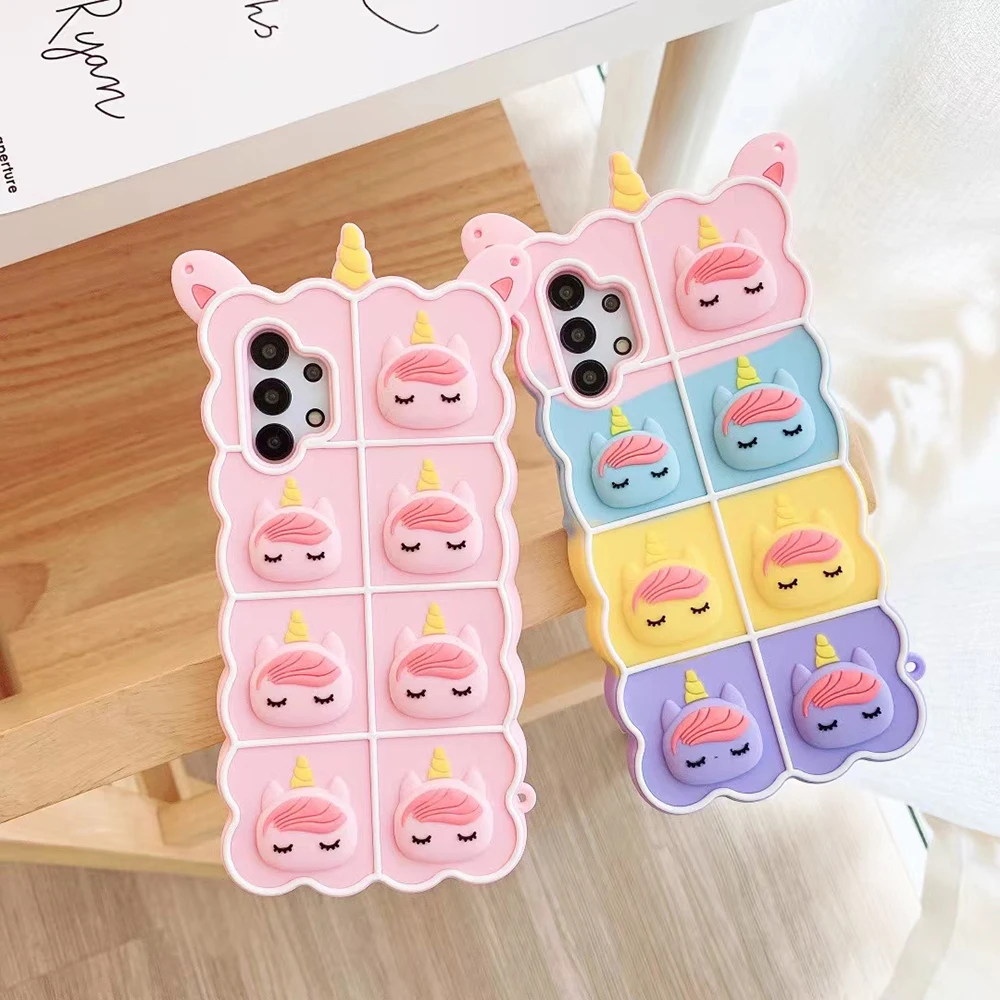 

For Samsung Galaxy S9 S10 S20 S21 Plus Ultra Note 9 10 20 Ultra 3D Cute Cartoon Pretty Horse Soft Silicon Case Phone Cover Strap