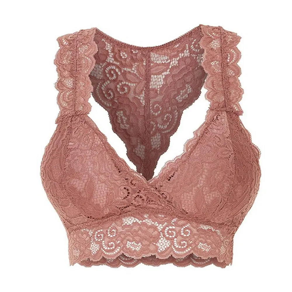 

women Lingerie Lace Solid Color Cross Side Buckle Without Gathered Sports Underwear Sleep Bra Lingerie 2021 New Plus Size