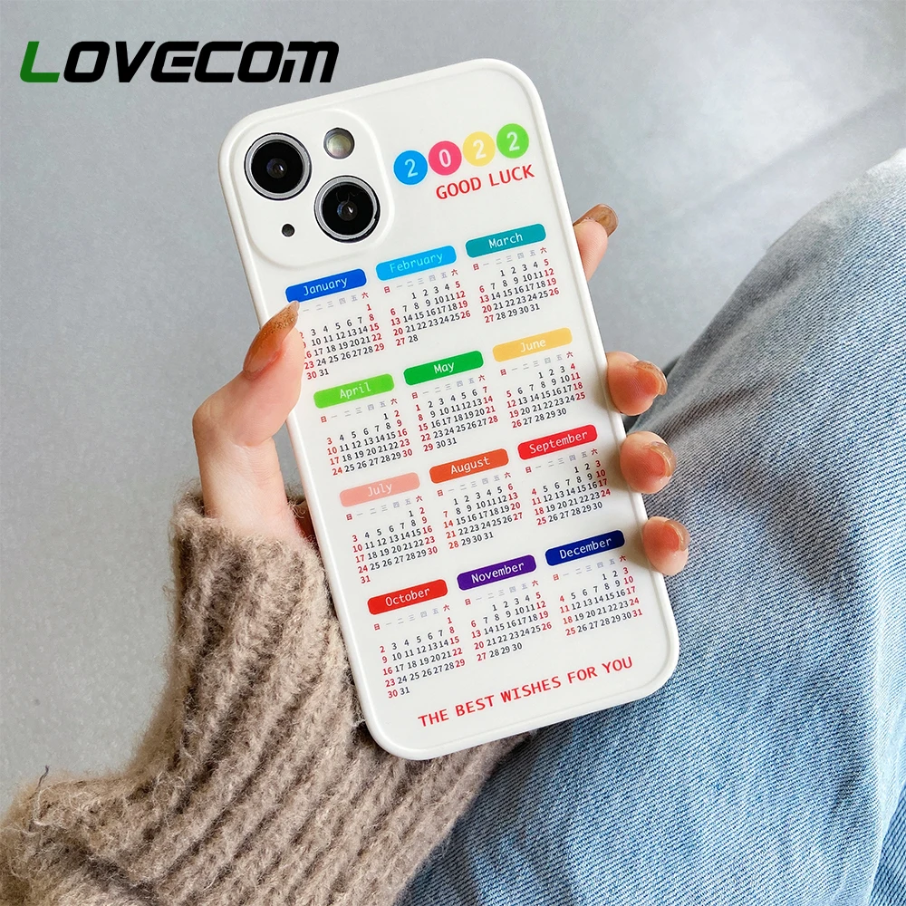 

Чехол для телефона с календарем для iPhone 13 Pro Max 11 12 Pro Max XR X XS Max 7 8 Plus, противоударный мягкий бампер, задняя крышка, новинка 2022