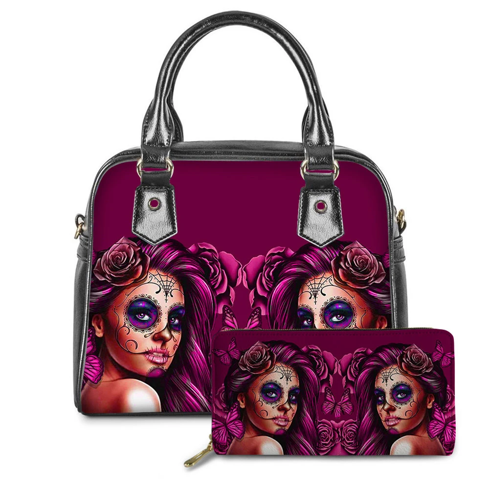 

Индивидуальные Модные фиолетовые женские сумки Calavera для девушек 2 шт./компл. повседневные женские сумки через плечо из искусственной кожи д...