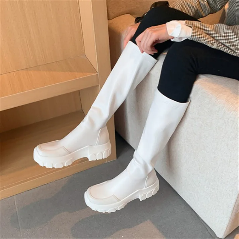 Женские ботинки ручной работы PXELENA из натуральной кожи эластичные на массивной