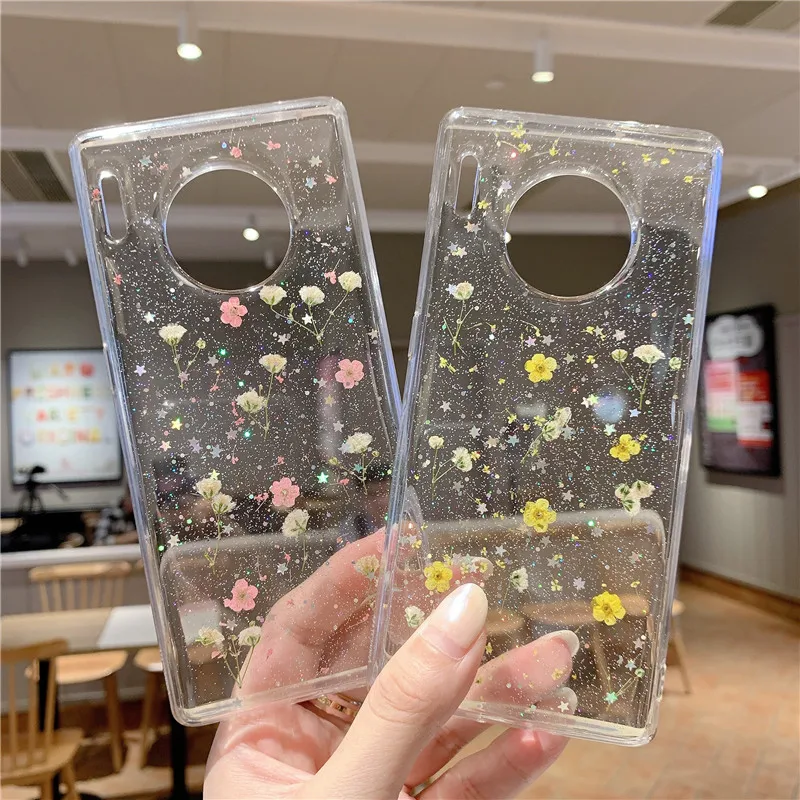 Чехол для Huawei P40 P30 P20 Mate 20 30 Pro Nova 7 6 5 SE прозрачный чехол из ТПУ с блестками и