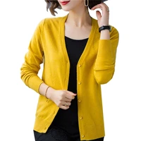16 solid colors knitted cardigans spring female jacket cardigan women casual long sleeve tops v neck solid women sweater coat