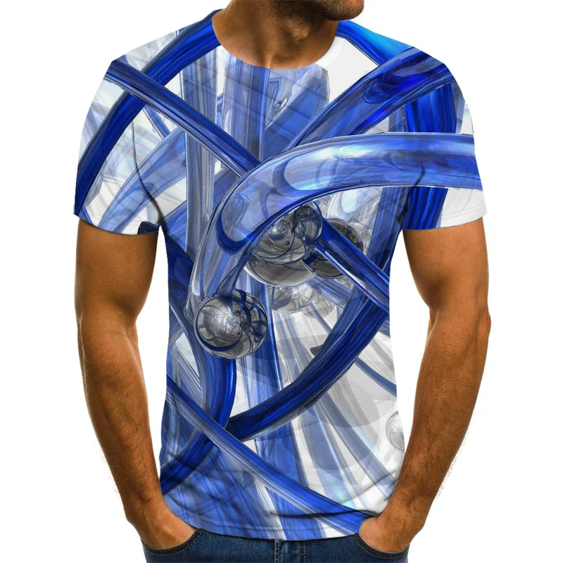 

Новинка 2021, летняя забавная Мужская футболка с 3D-принтом жидкости, Повседневная футболка с коротким рукавом, нейтральным круглым вырезом, в ...