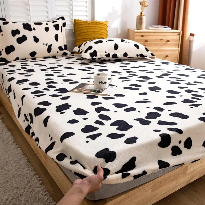 New Milk Velvet Fleece Mattress Protector Fitted Sheet Style Bed Cover Fashion Short Plush Warm Breathable All Season Bedding | Дом и сад