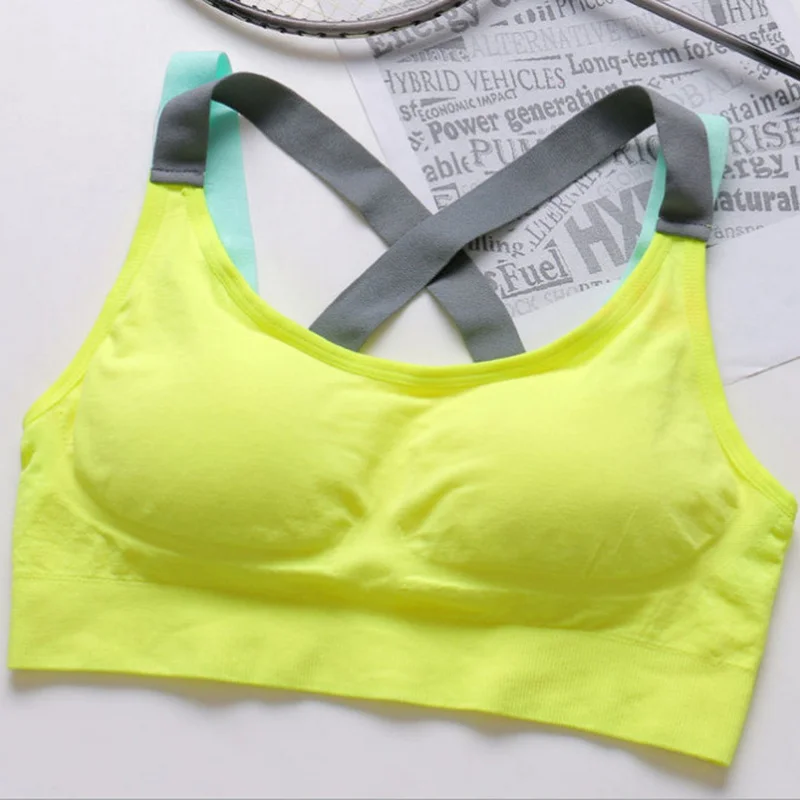 

High Impact Sports Bra for Women Gym Yoga Top Seamless Crop with Push Up Training Vest Underwear Without Underwire Sexy Fitness