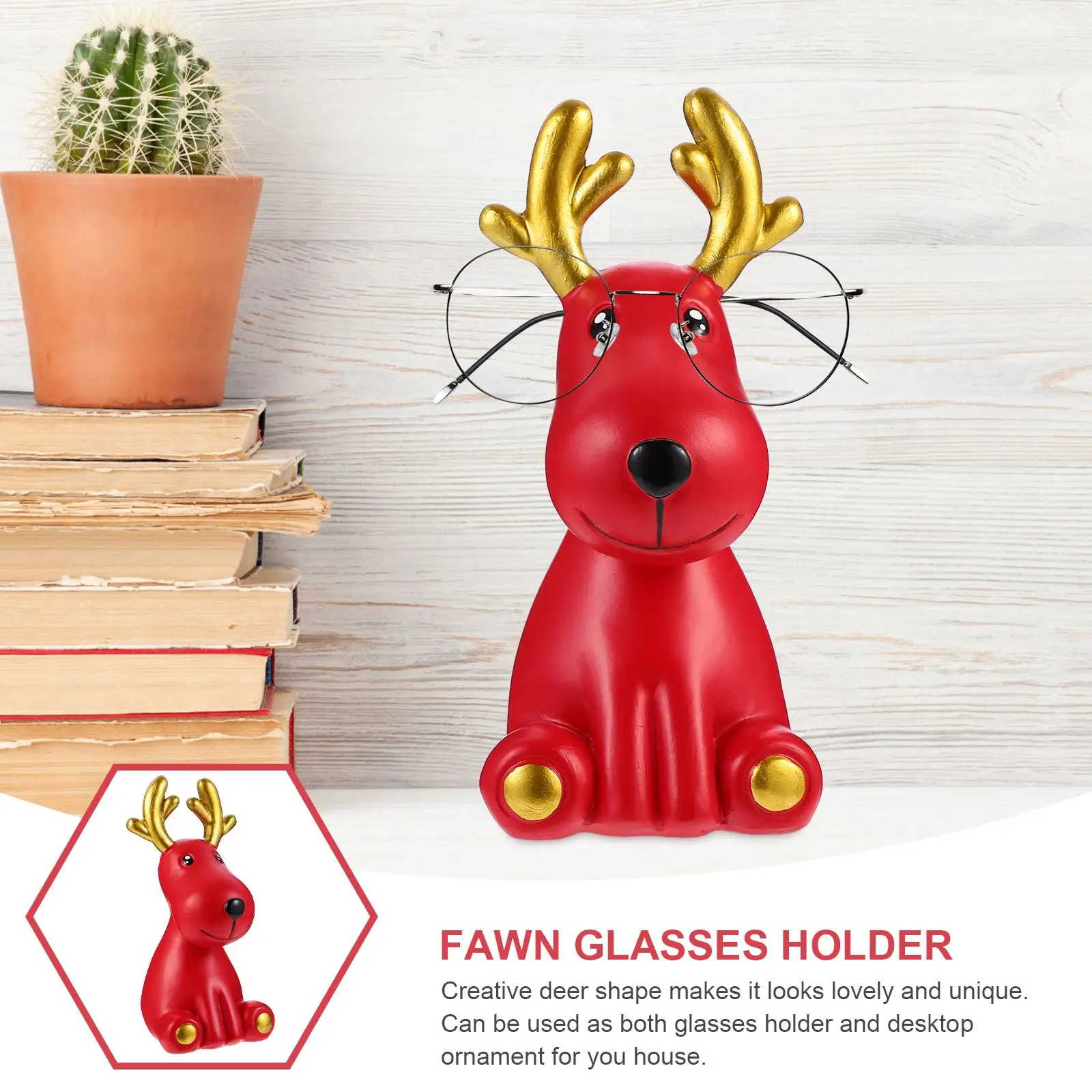 

Lovely Spectacle Sun Glasses Eyeglasses Display Stand Resin Dear Shape Glasses Rack Eyeglass Holder Home Desktop Adornment