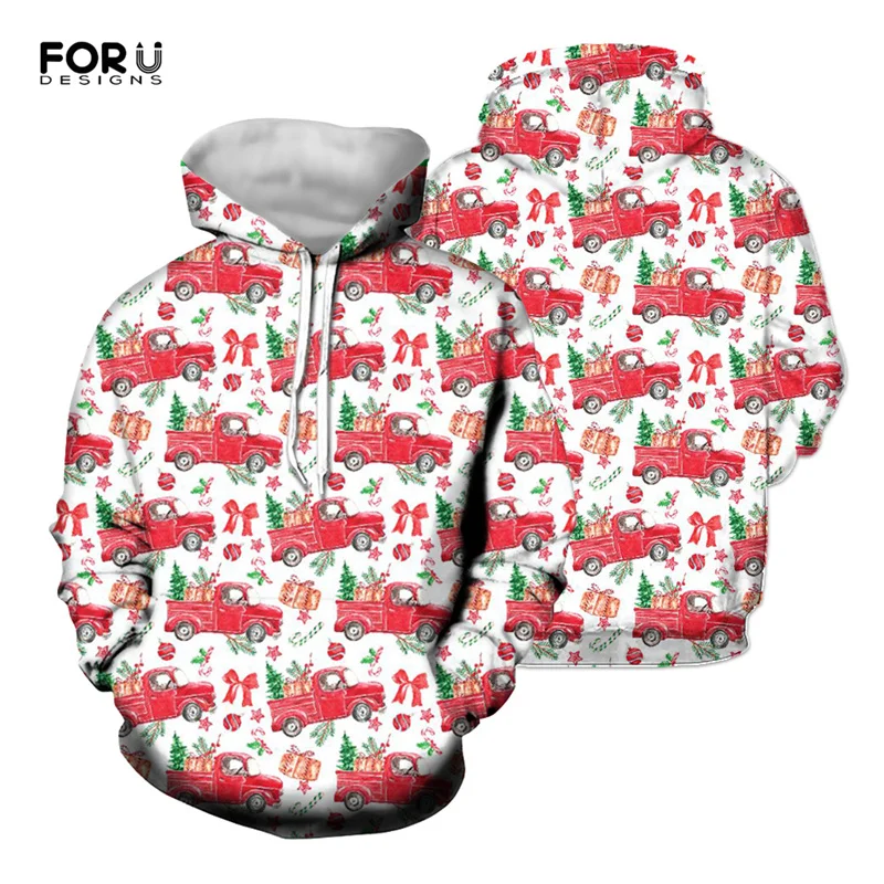 

FORUDESIGNS Women's Long Sleeve Hoodies Sweatshirts Christmas Tree Printed Sweatshirt Kawaii Top Blouse Pullover Hoodie Clothes