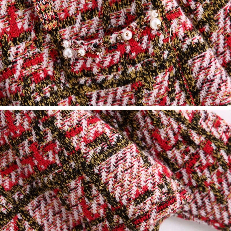 

2019 Hooded Faux pearl Women knit Sweatshirt Oversize Long sleeve Plaid Female Sweater Outwear Fashion Spring Autumn YNZZU 9O049