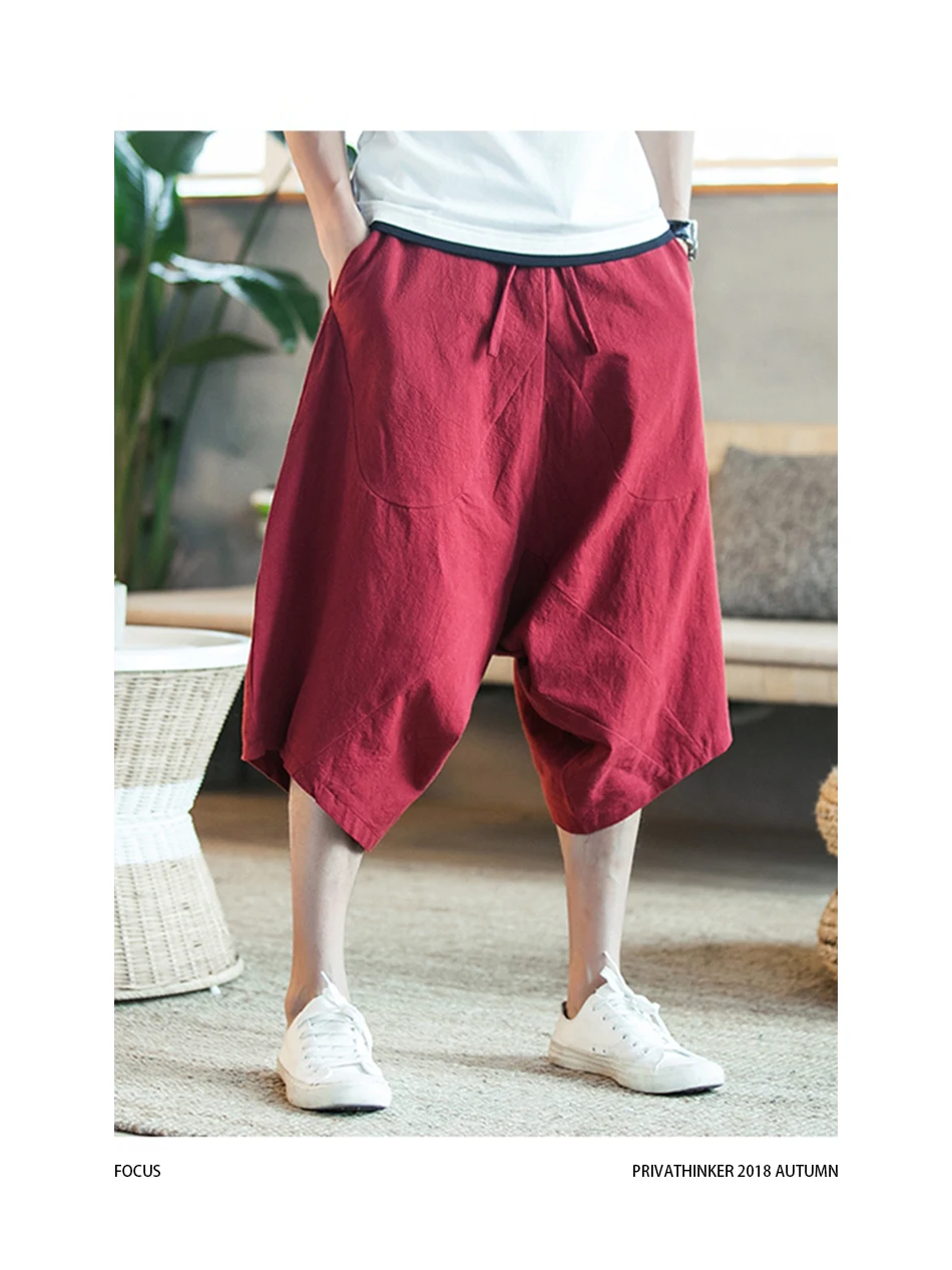 Sinicism 5XL мужские дикие промежности шаровары летние мешковатые брюки из натурального хлопка размера плюс мужские дикие ноги свободные брюки шнурок