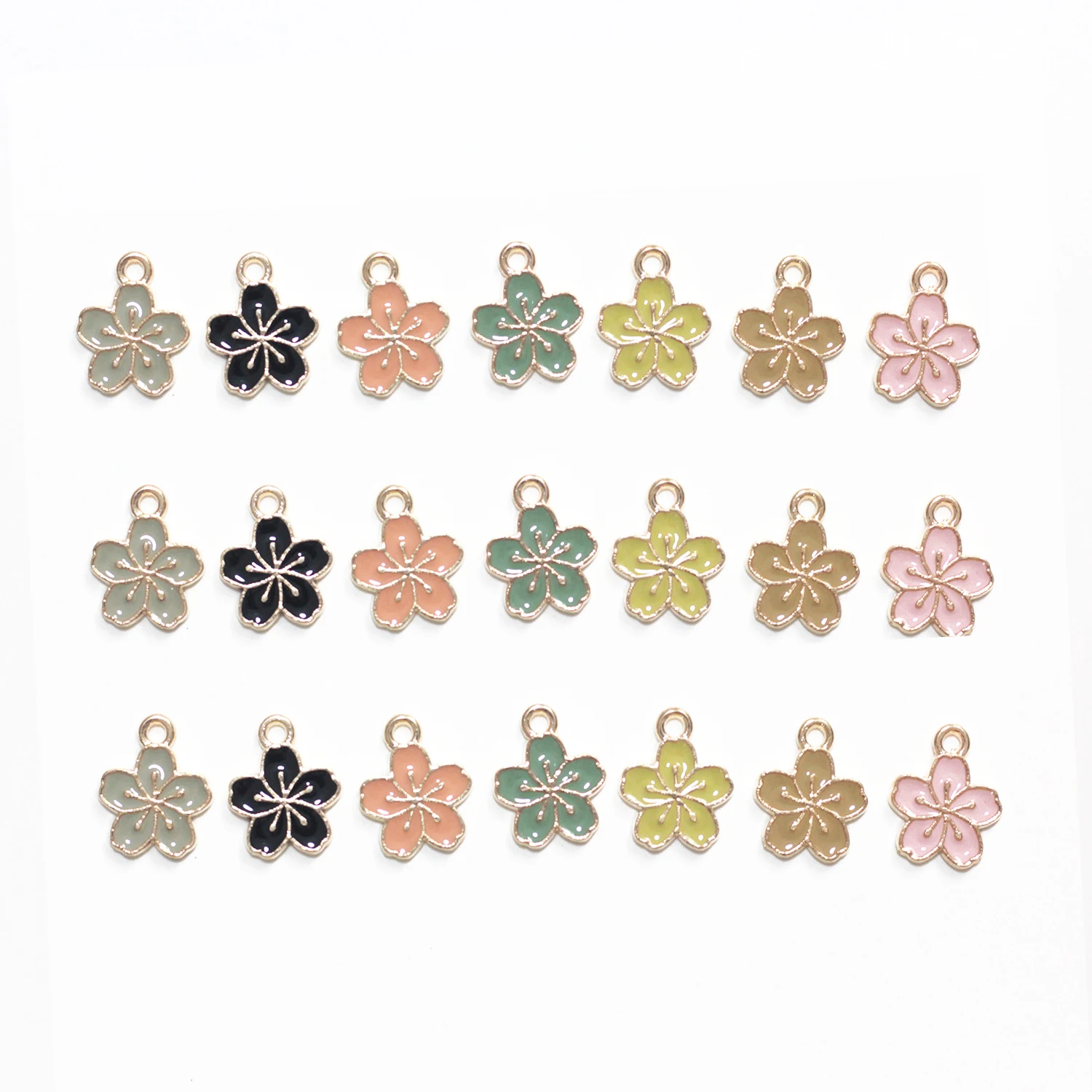 

Mixed Cute 10pcs Enamel Colors Cherry Flowers Petal Charms Pendants DIY Handmade Earrings Neacklace Bracelet Jewelry Making
