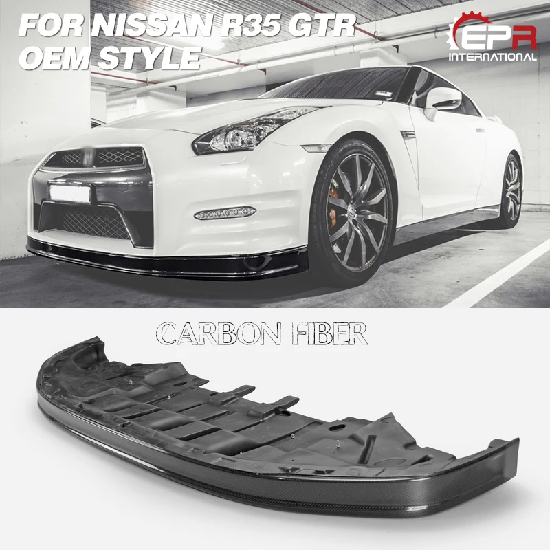 Для Nissan GTR R35 2012 на OEM стиль углеродное волокно передняя губа с поддоном глянцевая