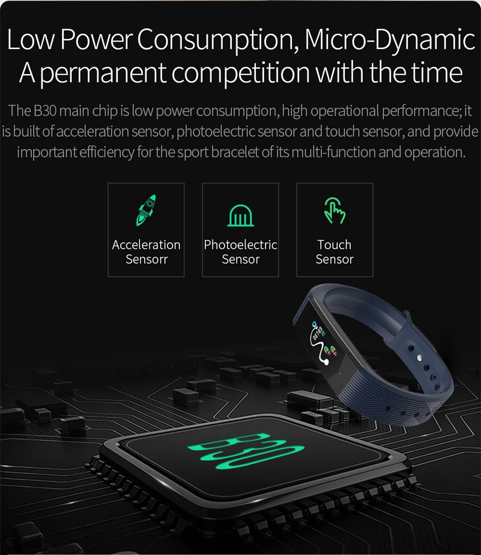 B30 Bluetooth спортивные 3D UI Смарт-часы для женщин и мужчин пульсометр Монитор артериального давления Браслет Водонепроницаемый фитнес-трекер группа