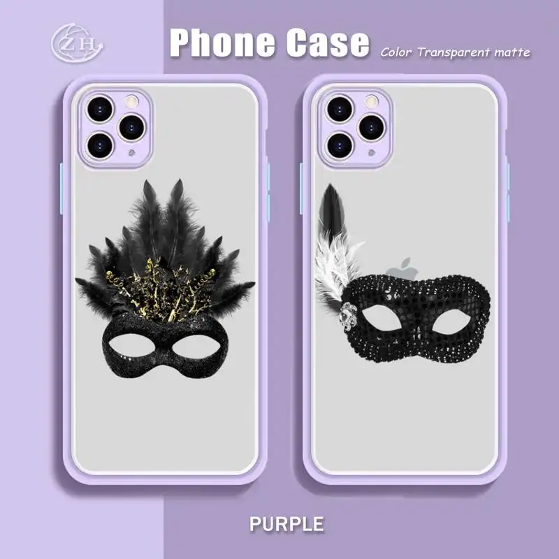 

Queen Mask Phone Case Purple Mint Matte Color For IPhone X XS Max XR 7 8 6 6S Plus 12 11 Pro Max Shockproof Clear Cover