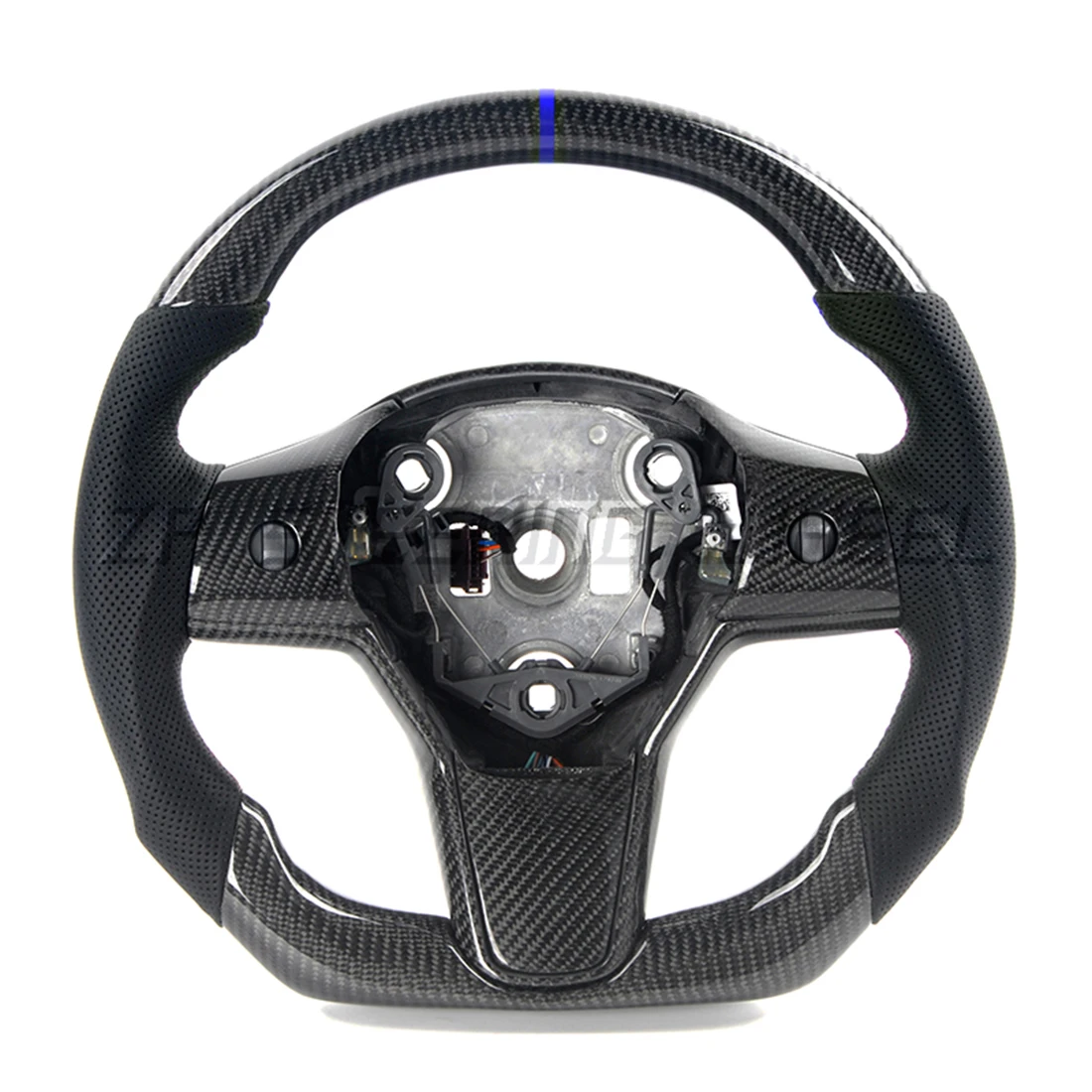 

Carbon Fiber Perforated Leather Replace the Car Steering Wheel Fits For Tesla Model 3 Model Y Yake 2017 2018 2019 2020 2021
