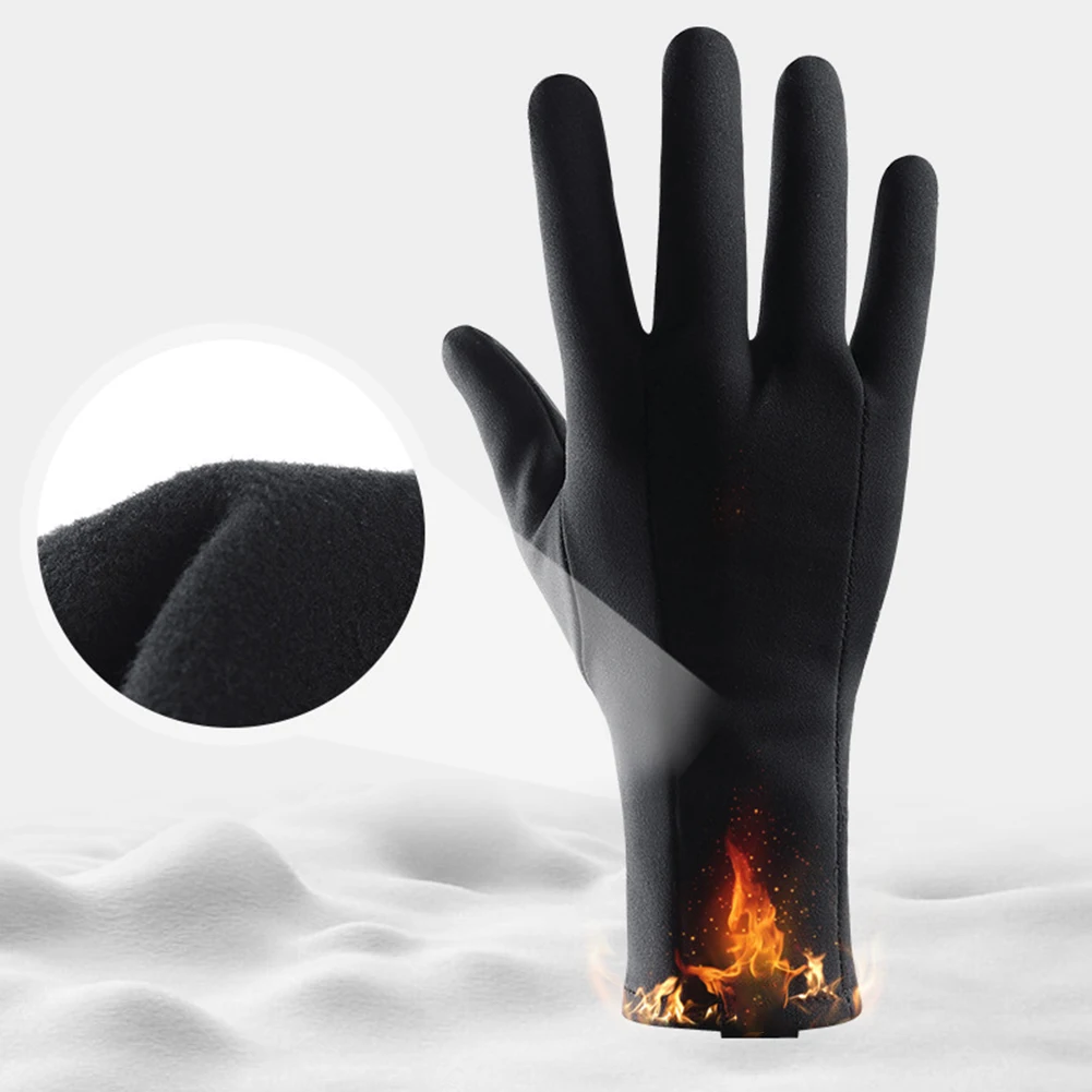

1pair Men Women Practical Winter Cycling Thermal Gift Bike Warm Anti Slip Solid Ski Gloves Outdoors Sports Multifunctional