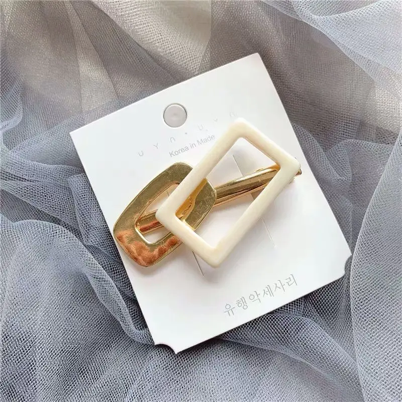 Ins новые модные геометрические заколки для волос девочек прямоугольные сплав