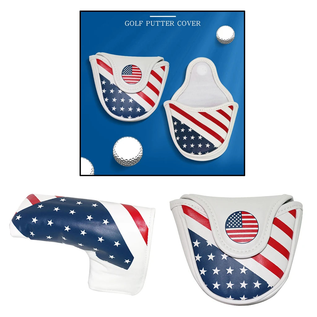 

Magnetic Golf Mallet Putter Head Cover USA Stars and Stripes Blade Putter Headcover Protect Sleeve