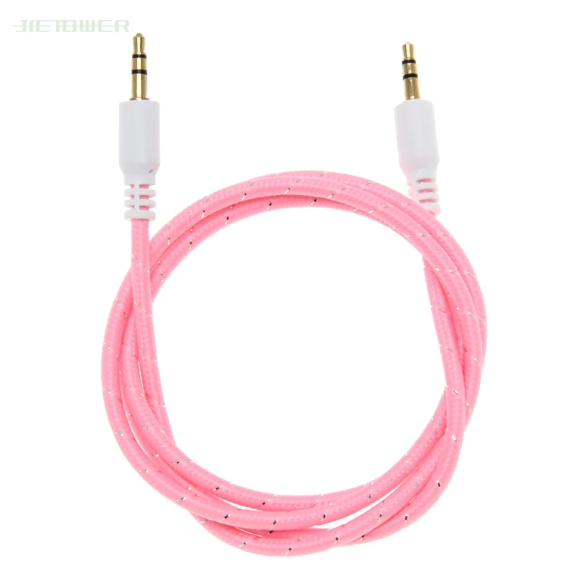 online Cabo De áudio Banhado A Ouro Jack 3.5mm Macho Para Masculino Tecido Tecer Trança áudio Aux Cabo Para Carro Fone De Ouvido Para Bater Alto-falante 1000 Pçs