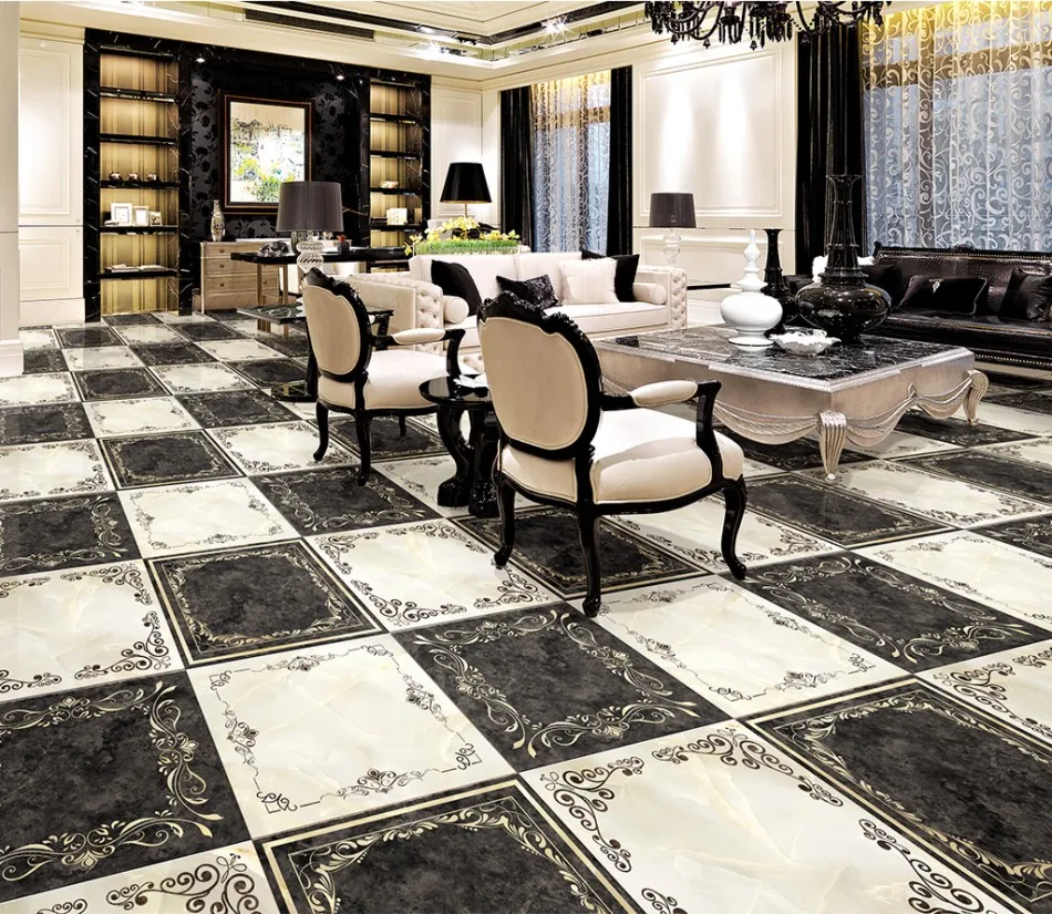 

European-style floor living room parquet restaurant floor 3D PVC Floor Sticker Printing Waterproof Wallpaper Mural Decorations