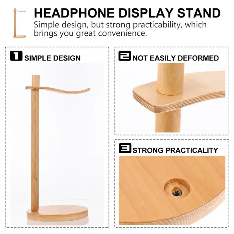 

1pc Wood Headphone Stand Headset Display Rack Computer Headset Storage Rack