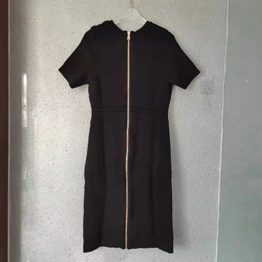 

She Beaty Knitted Midi Dress Women Button Up Short Sleeve High Waist Solid Zipper Elegant Sexy Bodycon Dresses Vestido De Mujer