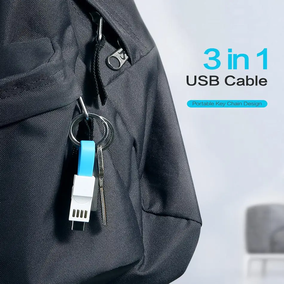EastVita 3-in-1 USB Cable Micro Type C For iPhone X Samsung Xiaomi Mini Keychain Charger Charging Cables Adapter r60 | Электроника