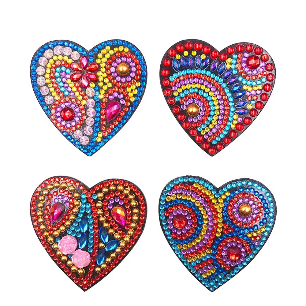 Heart 4 шт. DIY полная дрель специальная форма алмазная живопись магнит на холодильник наклейка Алмазная вышивка куриное сердце кухонное украшение для дома - Цвет: Heart