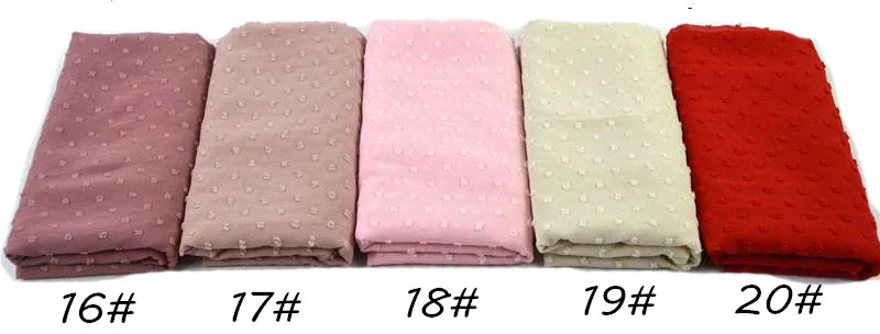 

D9 20pcs New Pom chiffon hijab shawl wrap scarf headband plain hijab long size maxi can choose colors