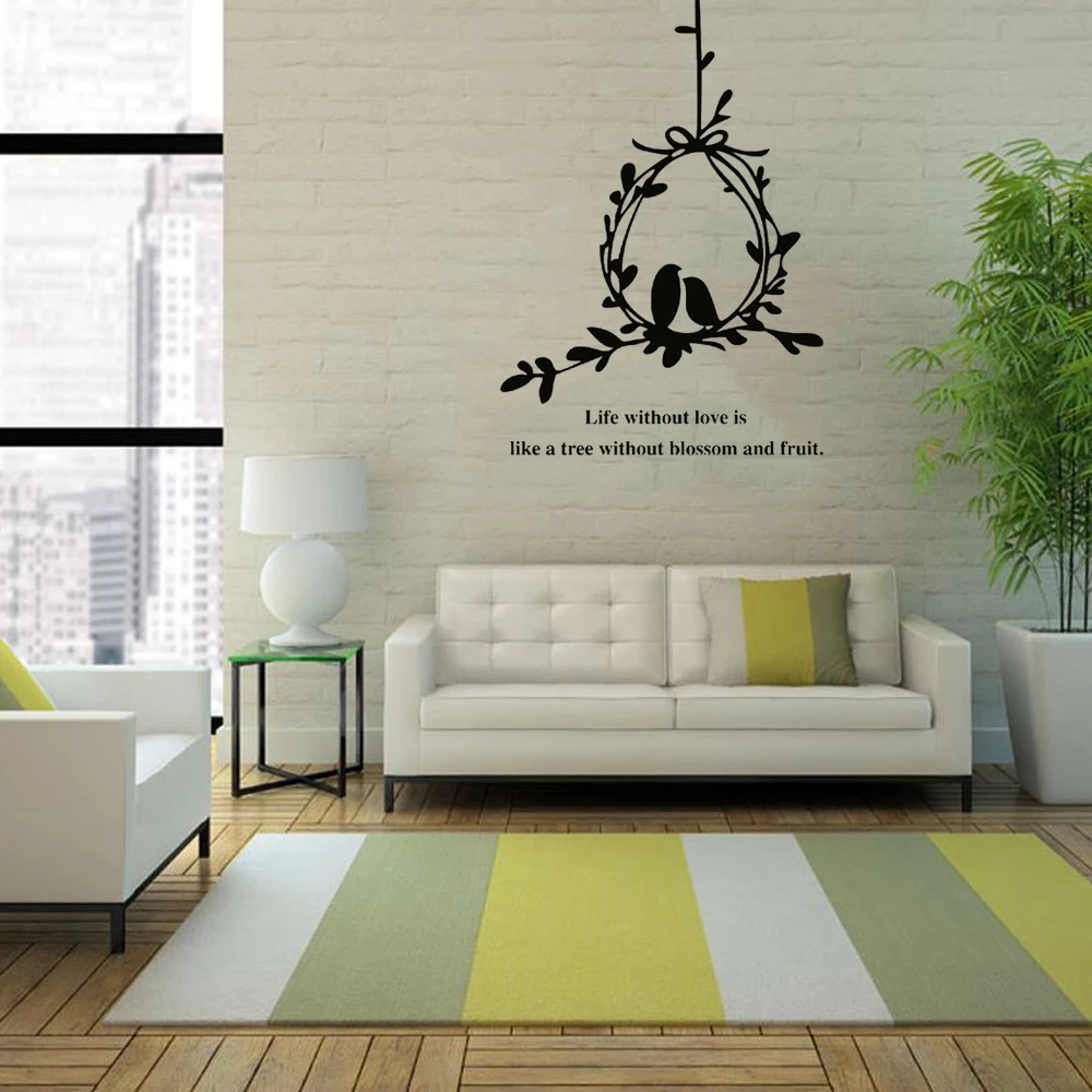 

Olive Branch and Birds Wall Decals Love Quotes Wall Stickers For Living Room Home Decor Vinyl Mural Art Revocable dw21123