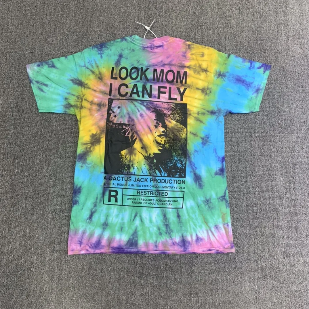 

Travis Scott Cactus T Shirt Men WomenJack Look Mom I Can Fly TeeTS T-shirt Blast Street Graffiti Stained Tshirt