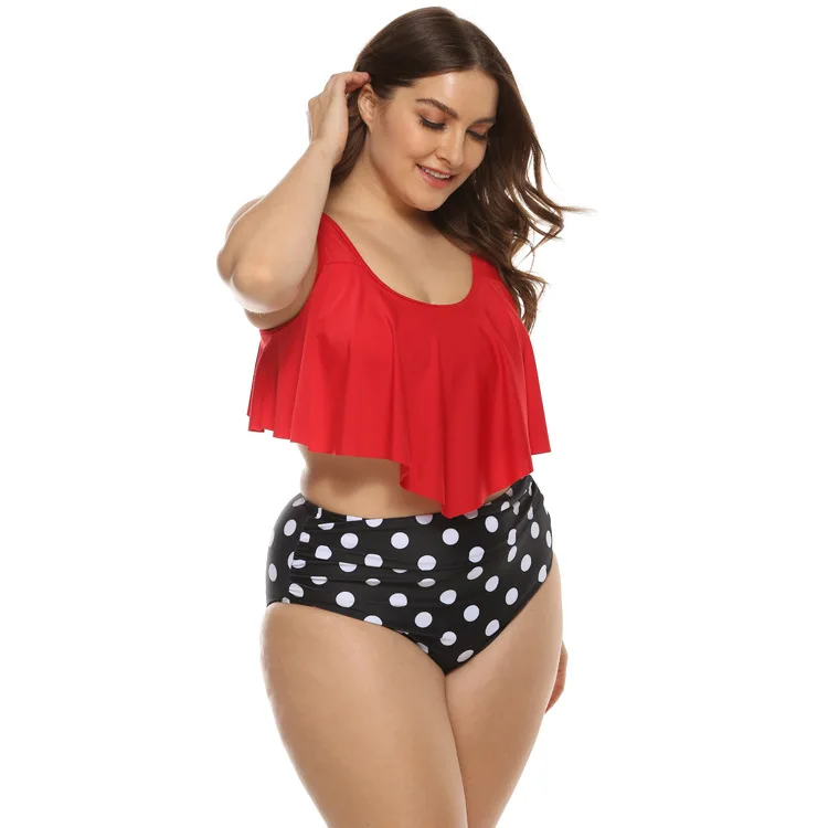 

Luren Bikini 2021 Plus Size Swimsuit High Waist Swimwear Push Up 2 Piece Set Swimming Suit for Women